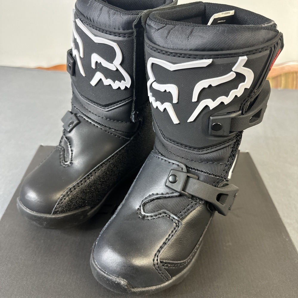 Fox Racing Kids Comp K Motocross Boots Black White Youth K12 24015-001-12